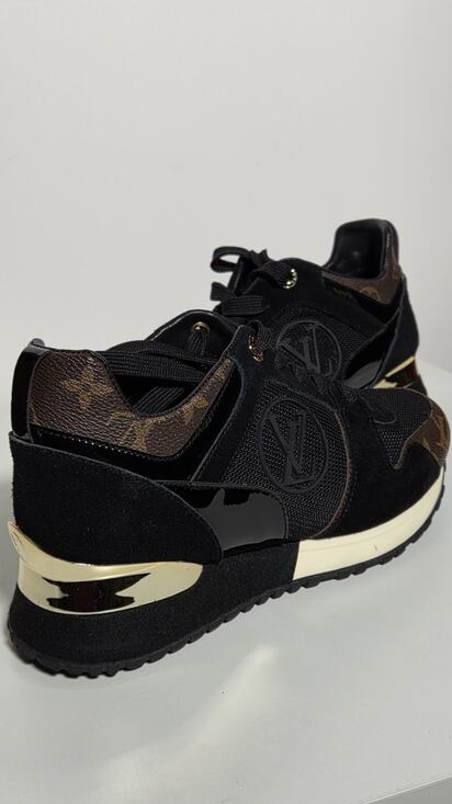 Louis Vuitton Shoes - Louis Vuitton Run Away Size 35 BlackBrown Monogram Canvas Mesh Low Top Damaged